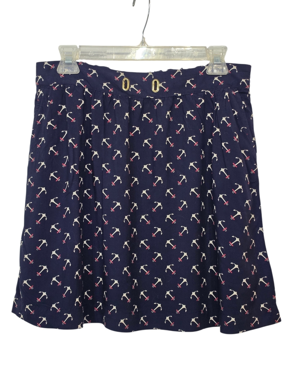 Tommy Hilfiger Navy Anchor Print Skirt Medium Nautical Elastic Waist Pockets